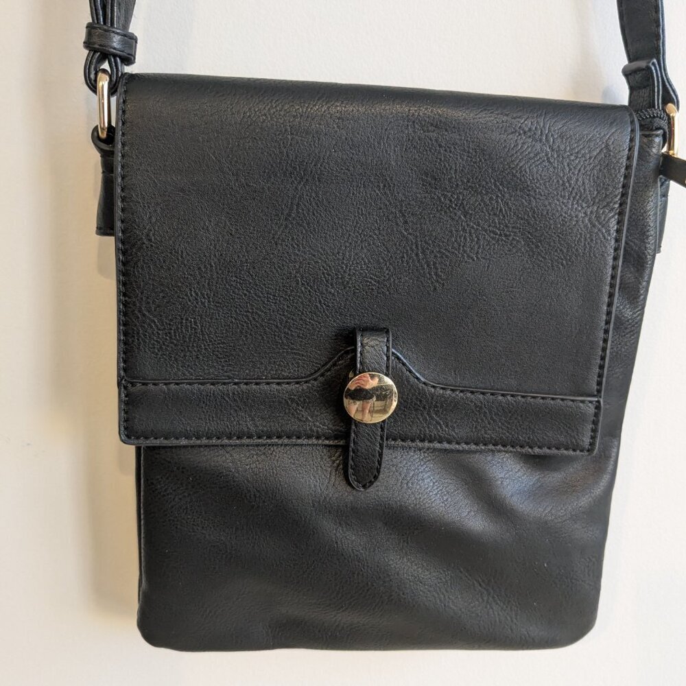 Vintage black leather crossbody bag - Picture 2 of 5